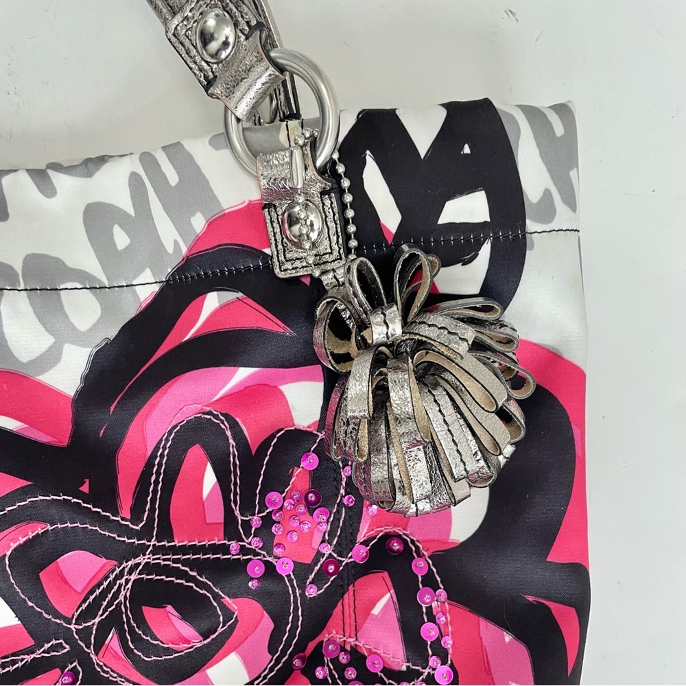 Coach White and Pink Floral Tote - Picture 3 of 15